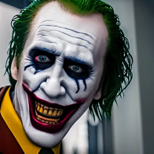 Image similar to film still of Nicolas Cage as joker in the new Joker movie