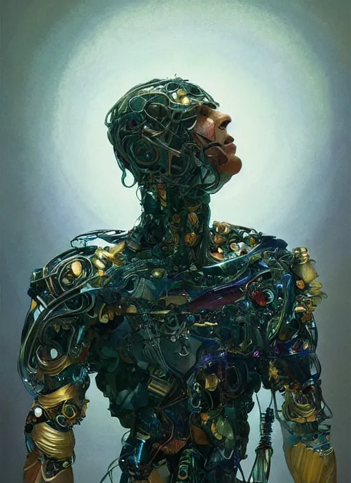 Image similar to lionel messi as a organic cyborg, diffuse lighting, fantasy, intricate, elegant, highly detailed, lifelike, photorealistic, digital painting, artstation, illustration, concept art, smooth, sharp focus, art by john collier and albert aublet and krenz cushart and artem demura and alphonse mucha