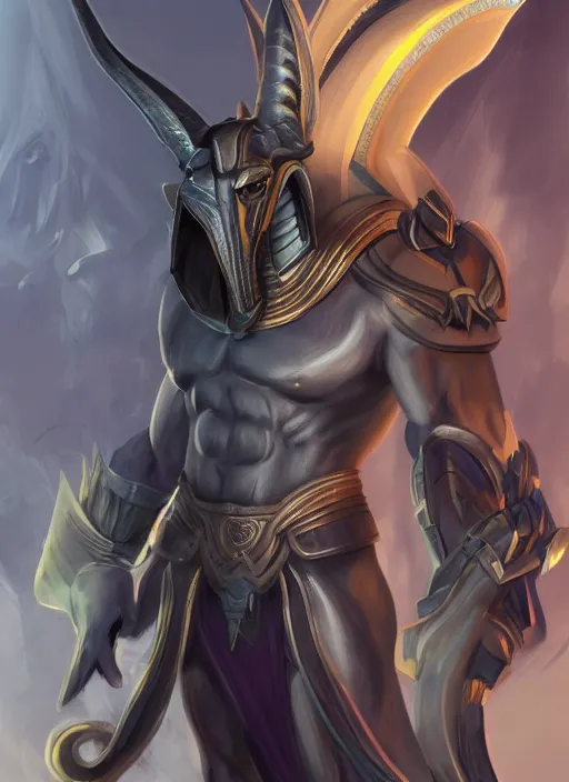 Image similar to detailed beautiful cool male character art depicting anubis, egyptian, concept art, depth of field, on amino, by sakimichan patreon, wlop, weibo, bcy. net, colorhub. me high quality art on artstation.