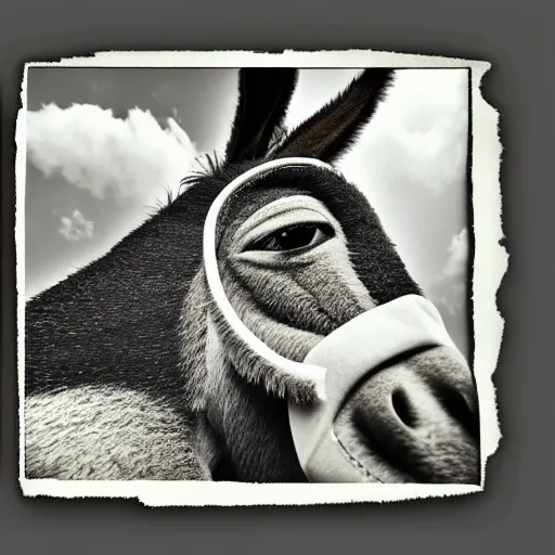 Prompt: a donkey with eye glasses, realistic, kodak, photoreal