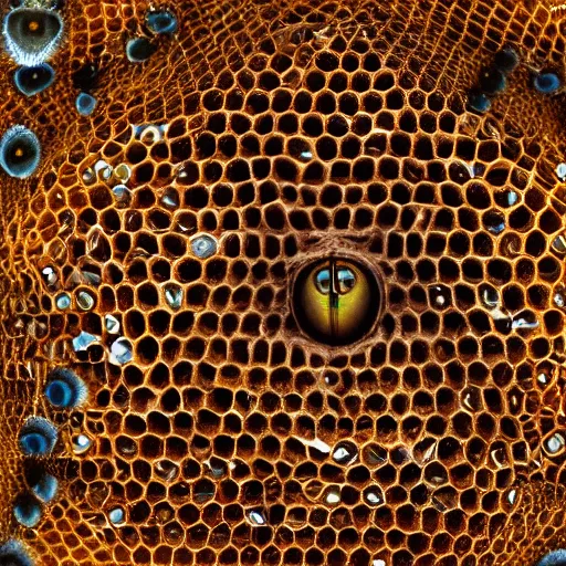 Image similar to honeycomb full of terrified eyes