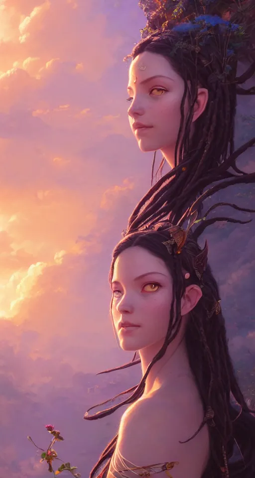 Image similar to highly detailed portrait of beautiful goddess in avatar, stephen bliss, unreal engine, fantasy art by greg rutkowski, loish, rhads, ferdinand knab, makoto shinkai and lois van baarle, ilya kuvshinov, rossdraws, tom bagshaw, global illumination, radiant light, detailed and intricate environment