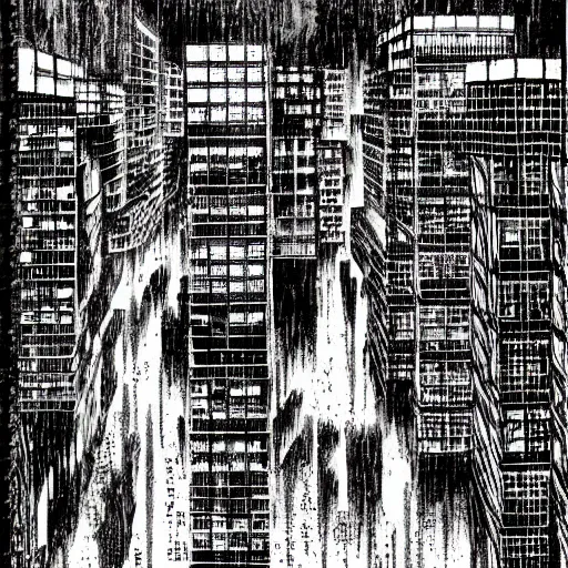 Image similar to raining city, junji ito,