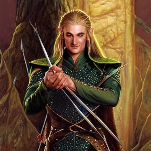 Image similar to fair elven prince Legolas by Mark Brooks, Donato Giancola, Victor Nizovtsev, Scarlett Hooft, Graafland, Chris Moore