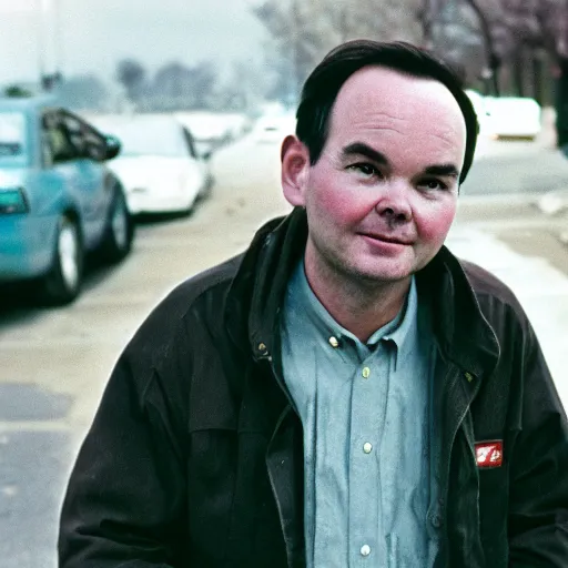 Prompt: Senator Mike Lee as a disheveled homeless man. CineStill