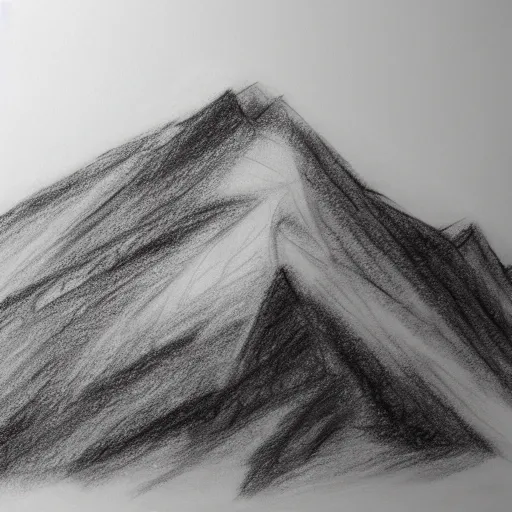 Image similar to charcoal pencil sketch of mountains, lower third, high contrast, black and white