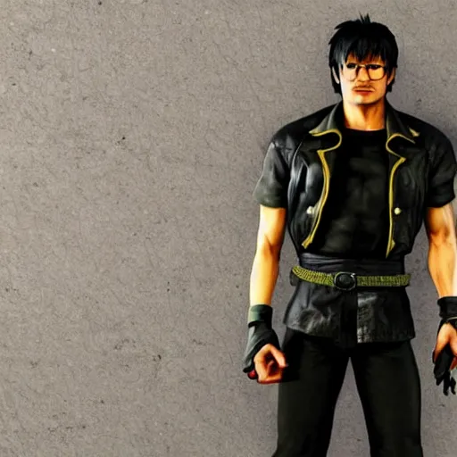 Prompt: full body shot of Hideo Kojima as a character in Street Fighter