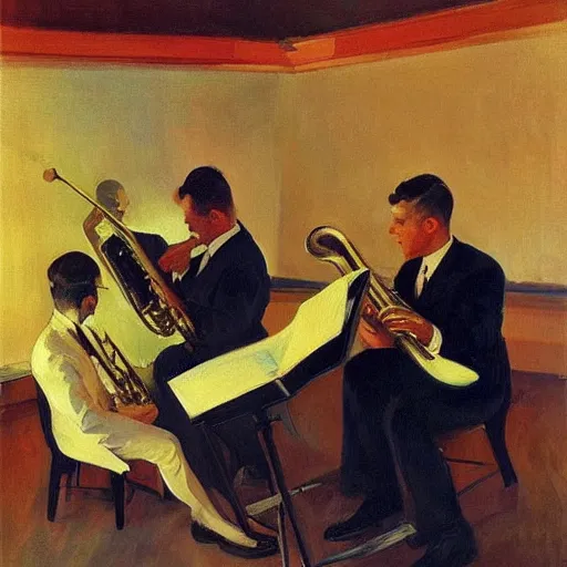 1950s Trumpeter Player Jazz Oil Painting