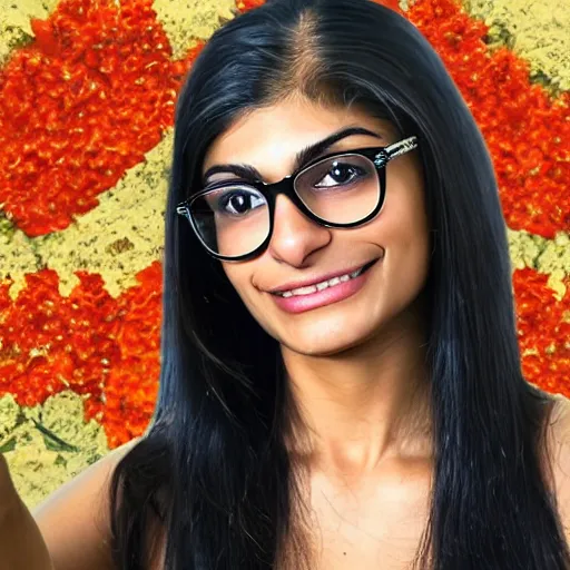 Image similar to mia khalifa with the face of vladimir putin