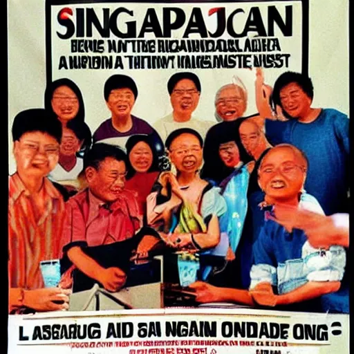 Image similar to a 1 9 9 0 s poster for a singaporean campaign
