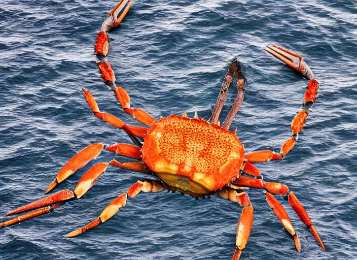 Prompt: a giant crab on a fishing boat, nature photography, wildlife photography canon, sony, nikon, olympus, 4 k, hd, telephoto, award winning, depth of field