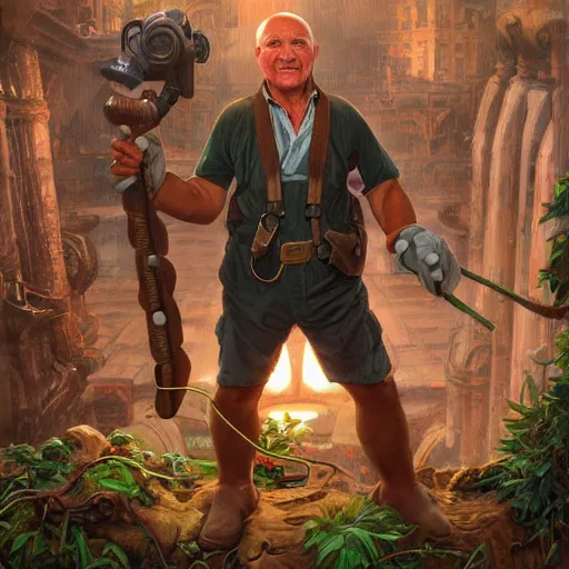 Image similar to john locke wearing super mario cosplay, plumbing jungle, detailed, centered, digital painting, artstation, concept art, donato giancola, joseph christian leyendecker, wlop, boris vallejo, breathtaking, 8 k resolution, extremely detailed, beautiful, establishing shot, artistic, hyperrealistic, beautiful face, octane render, cinematic lighting, dramatic lighting, masterpiece