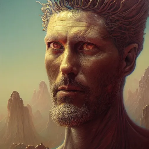 Prompt: a portrait of Adam Scott from the show Severance, sci-fi concept art by giger and beksinski and szukalski and wlop and pete mohrbacher, digital art, highly detailed, intricate, horror, sharp focus, Trending on Artstation HQ, deviantart, unreal engine 5, 4K UHD image