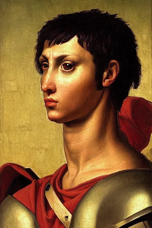 Prompt: renaissance painting of roman soldier, short black hair, pleading face, tears dripping from the eyes, emotions closeup, dressed in roman armour, ultra detailed, art by Guido Reni style, Vincenzo Catena style