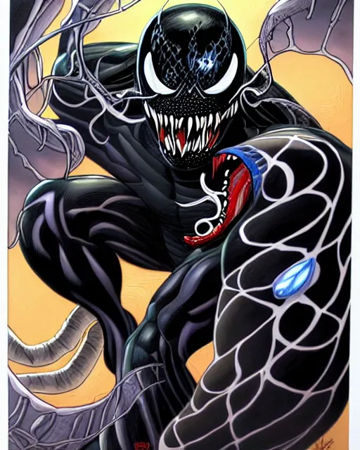 Prompt: a portrait of Venom by Gerardo Sandoval