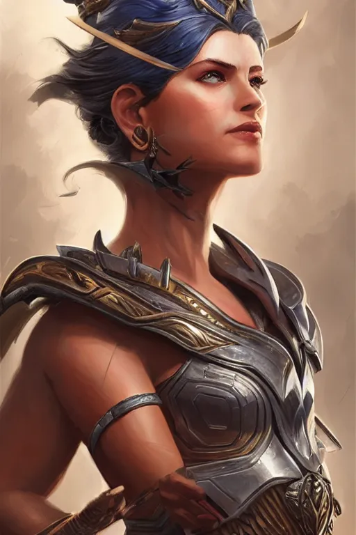 Image similar to amazon valkyrie athena, d & d, fantasy, portrait, highly detailed, headshot, digital painting, trending on artstation, concept art, sharp focus, illustration, art by artgerm and greg rutkowski and magali villeneuve