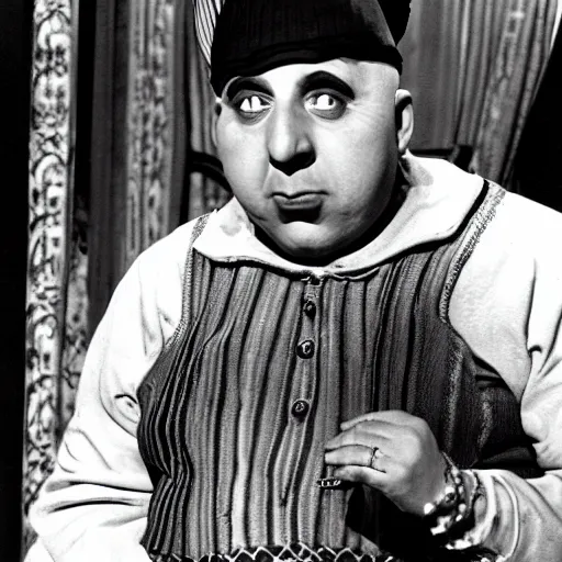 Prompt: schlitzie from the 1 9 3 2 black and white movie