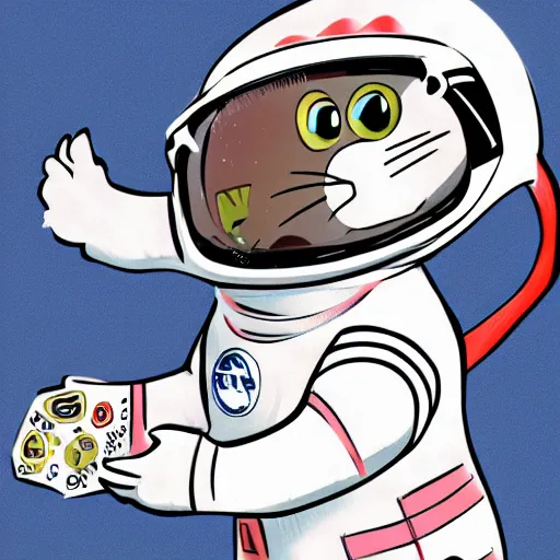 Prompt: illustration of a cat astronaut