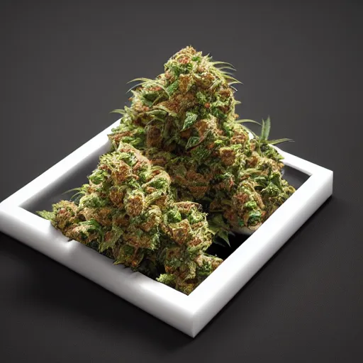 Image similar to a brick of cannabis marijuana, beautiful, octane render, nug pic, ray tracing, 8 k, unreal engine 5