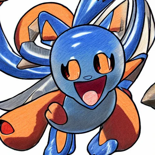 Image similar to 1999 Ken Sugimori artwork of a new water type Pokémon, official key colored line art