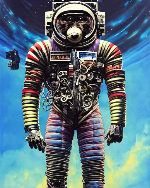 Image similar to a portrait of a muscular anthropomorphic cyberpunk howler monkey in spacesuit armor by sandra chevrier, by jon foster, detailed render, extremely hyperdetailed, tape deck, epic composition, cybernetics, 4 k realistic, cryengine, realistic shaded lighting, sharp focus, masterpiece, by enki bilal