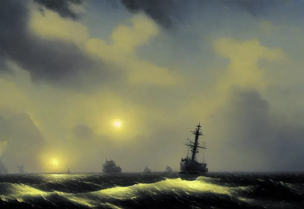 Image similar to us navy ship close up by ivan aivazovsky