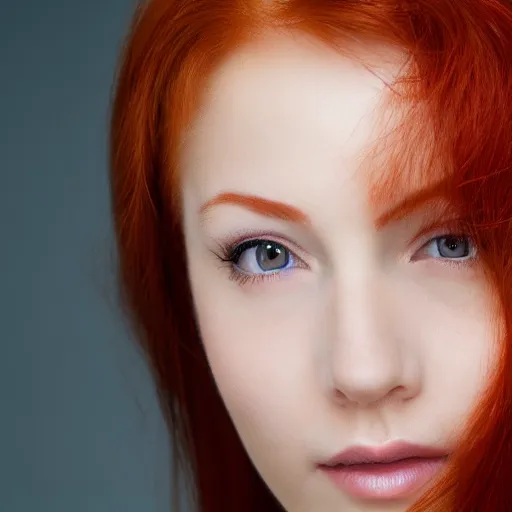 Prompt: redhead beauty, close up portrait photo, 8 k,