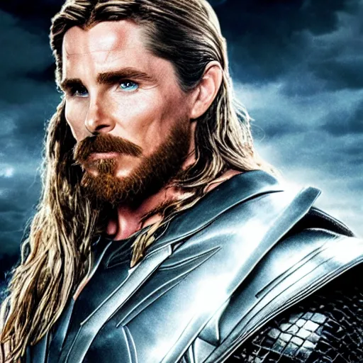 Prompt: Christian Bale as Thor, 4k