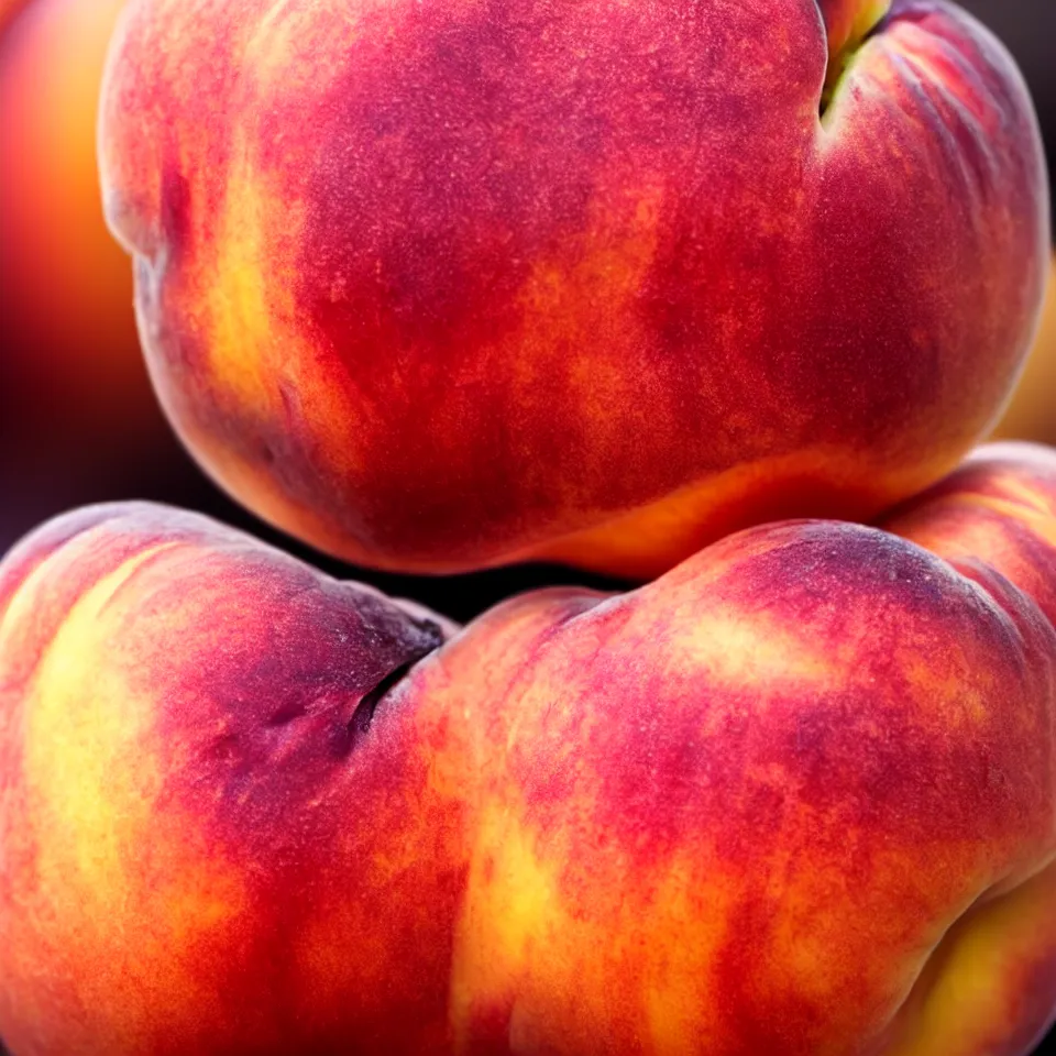 Image similar to A human-like juicy peach, if was made of pale human skin. Close-up. Photorealistic. Bokeh.