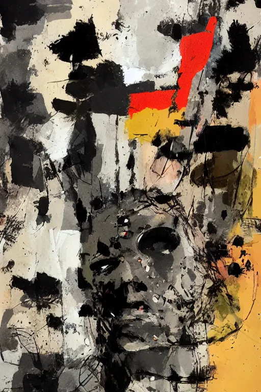 Prompt: Mixed media painting by Ashley Wood