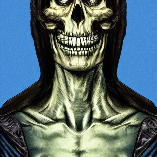 Prompt: portrait Skeletor, highly detailed, cinematic lighting, by Robert Eggers