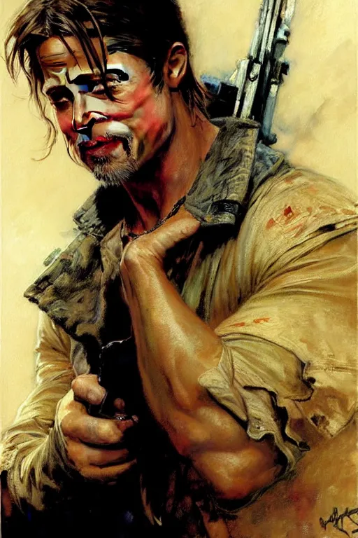 Prompt: brad pitt, painting by gaston bussiere, craig mullins, j. c. leyendecker, yoji shinkawa