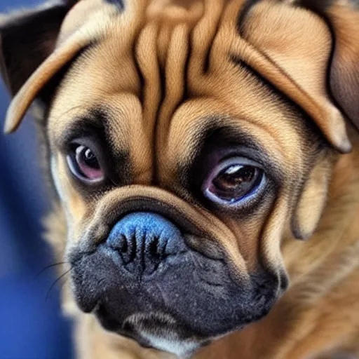 Image similar to face of a human dog hybrid