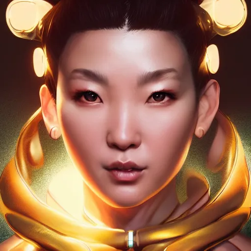 Image similar to portrait of chun li, au naturel, hyper detailed, digital art, trending in artstation, cinematic lighting, studio quality, smooth render, unreal engine 5 rendered, octane rendered, art style by klimt and nixeu and ian sprigger and wlop and krenz cushart.