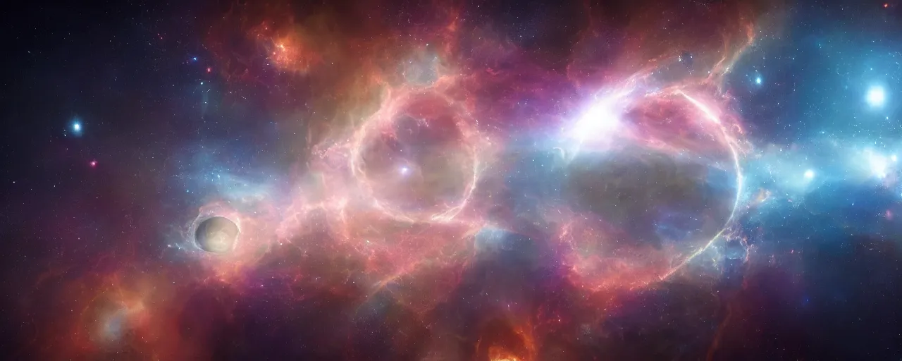 Prompt: movie still, thin horizontal nebula, a dark epic galaxy, space scene, cinematic color grading, unreal engine, octane render, detailed and intricate, global illumination, volumetric lighting, hubble telescope images, james webb telescope images, houdini fluid simulation, detailed and intricate environment