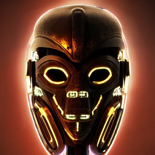 Image similar to cyberpunk viking helmet mask robot ninja illumination ray tracing hdr fanart arstation by sung choi and eric pfeiffer and gabriel garza and casper konefal