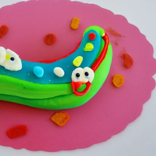 Prompt: cartoon caterpillar with icing and sprinkles