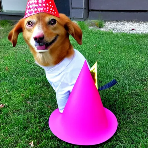 Image similar to dog wearing a party hat