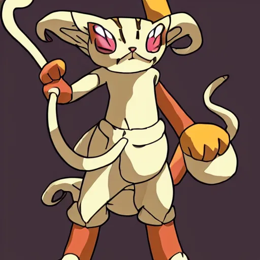 Image similar to meowth from pokemon crucifixion