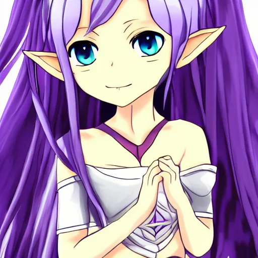 Prompt: elf girl, silver long hair, amethyst eyes, emilia re zero, anime, HD
