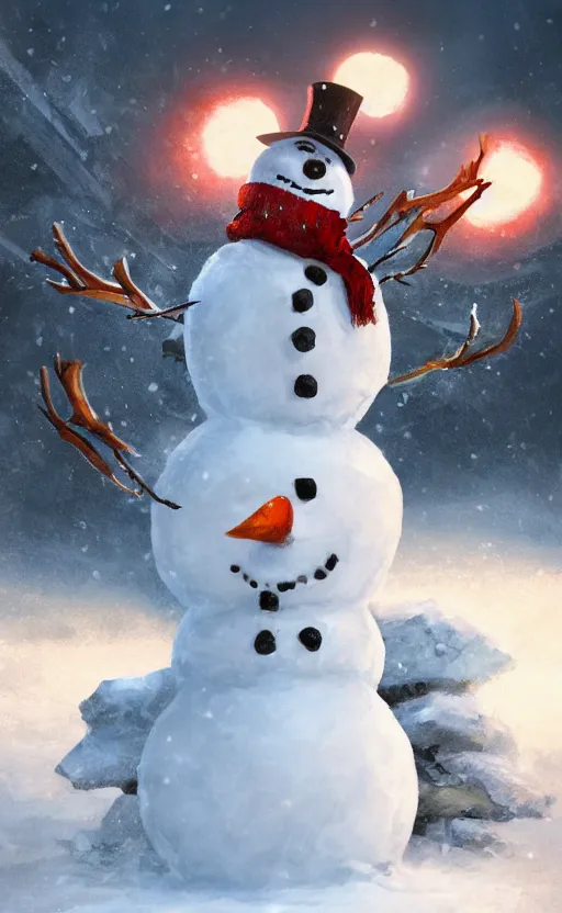 Image similar to a snowman depicted and made into a transformer, hybrid, dynamic lighting, photorealistic fantasy concept art, trending on art station, stunning visuals, creative, cinematic, ultra detailed