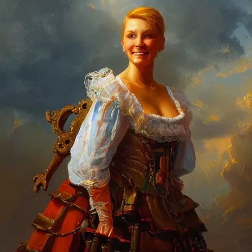 Image similar to portrait of a dutch woman from the netherlands, an oil painting by ross tran and thomas kincade