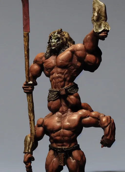 Prompt: Images on the store website, eBay, Full body, Miniature of a very muscular minotaur warrior with club