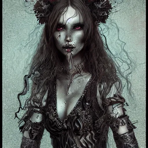 Image similar to the executioner's bride, digital art, dark fantasy, highly detailed