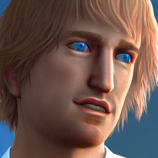 Image similar to a videogame still of Owen Wilson in The Sims 3, portrait, 40mm lens, shallow depth of field, close up, split lighting, cinematic