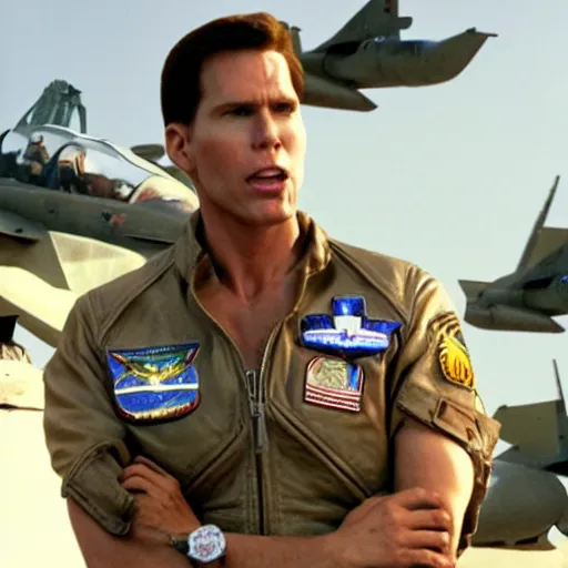 Image similar to Live Action Still of Jerma in Top Gun, real life, hyperrealistic, ultra realistic, realistic, highly detailed, epic, HD quality, 8k resolution, body and headshot, film still