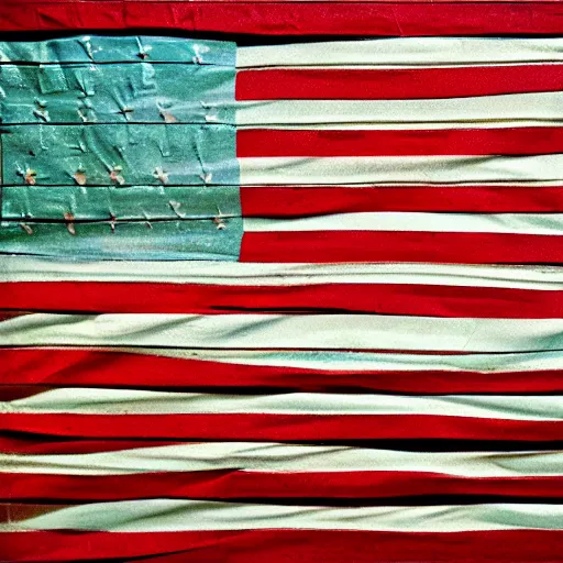 Image similar to cardboard art of the american flag, cinestill, 800t, 35mm, full-HD