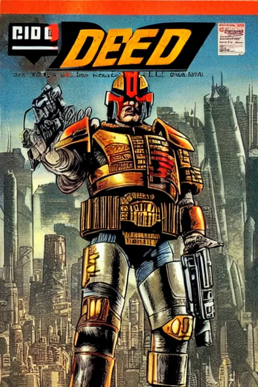Image similar to 2000ad comic book cover, Judge Dredd, megacity one