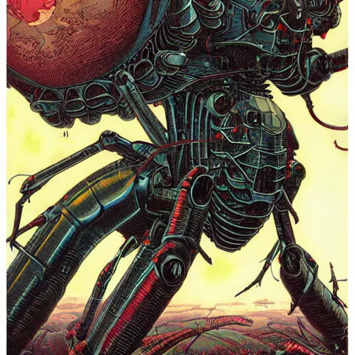 Prompt: dark robotic wasp, by yoichi hatakenaka, masamune shirow, josan gonzales and dan mumford, ayami kojima, takato yamamoto, barclay shaw, karol bak