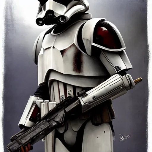 Image similar to an imperial stormtrooper walking, full body photography, extremely long shot, long shot, full-length, head-to-toe, concept art by Doug Chiang cinematic, realistic painting, high definition, concept art, the Mandalorian concept art style